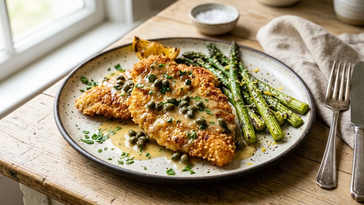 Crispy Golden Pan-Seared Thin Chicken Cutlets with Lemon Butter cooked to perfection - Yumaroma