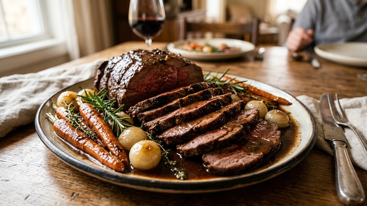 Tender Slow-Cooked Beef Round Rump Roast with Gravy cooked to perfection - Yumaroma