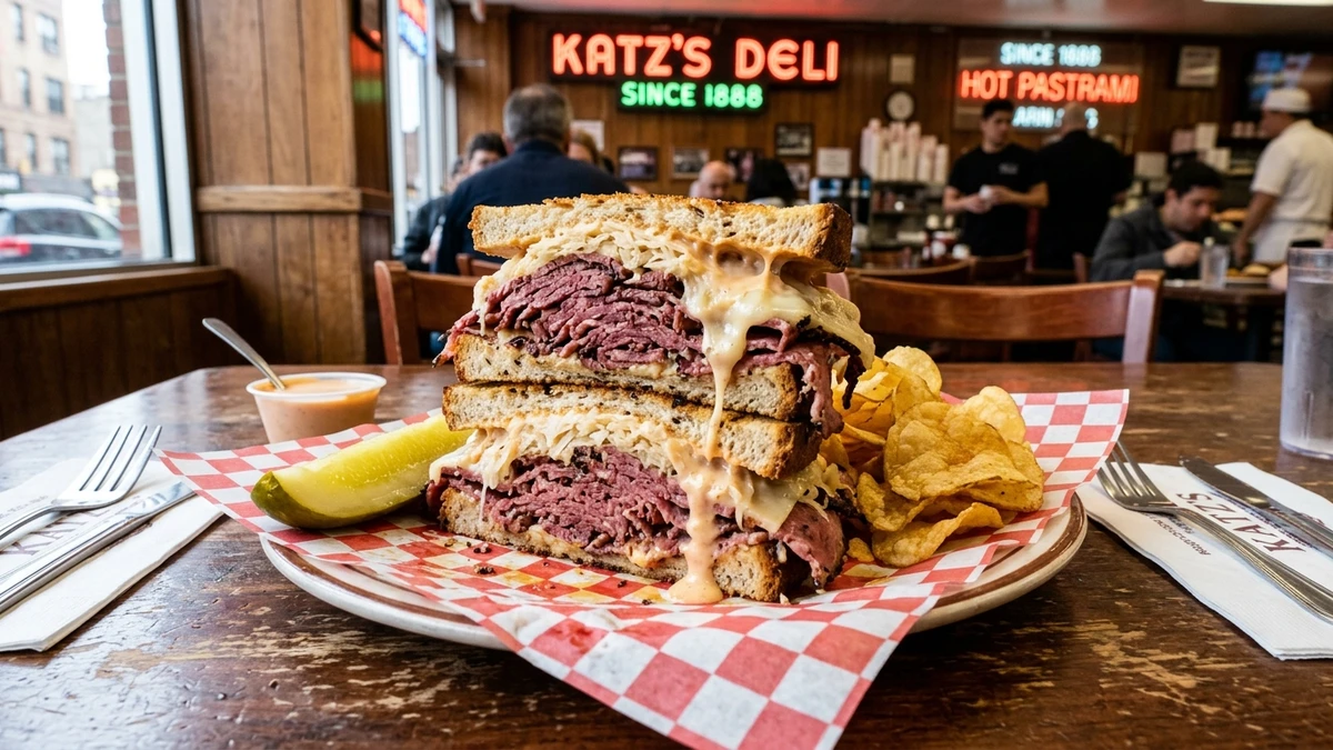 Classic New York Deli Pastrami Reuben Sandwich Recipe cooked to perfection - Yumaroma