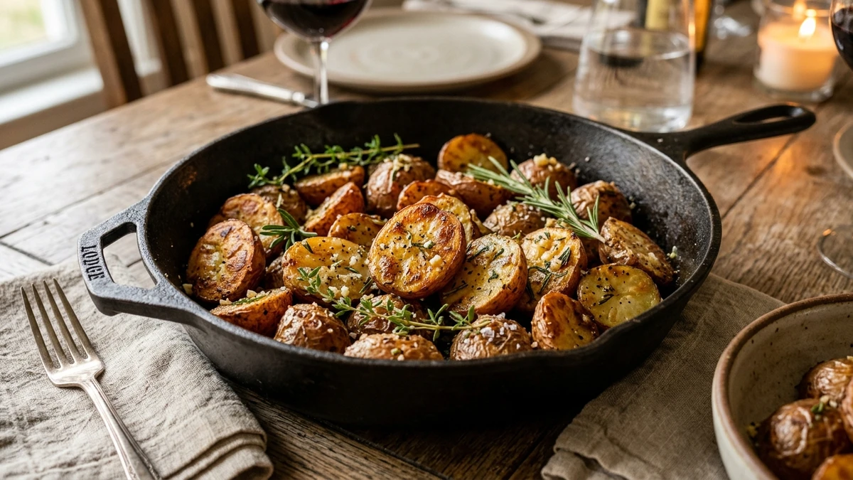 Crispy Garlic Herb Roasted Baby Red Potatoes Recipe cooked to perfection - Yumaroma