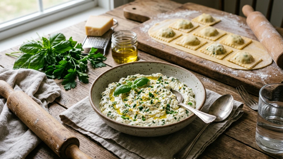 Authentic Italian Ricotta & Herb Ravioli Filling Recipe cooked to perfection - Yumaroma