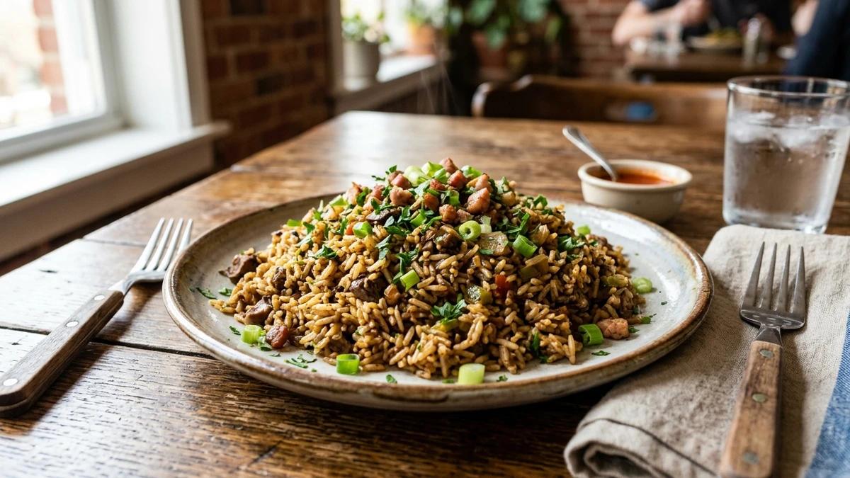 Southern Cajun Dirty Rice Dressing Recipe cooked to perfection - Yumaroma
