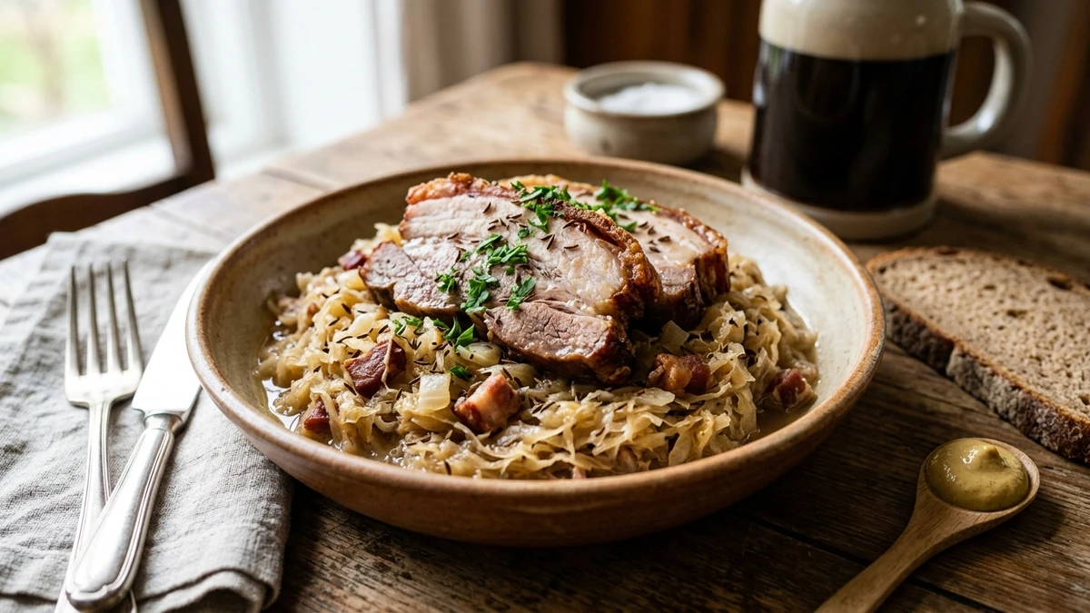 Authentic German Sauerkraut with Pork & Caraway Recipe cooked to perfection - Yumaroma