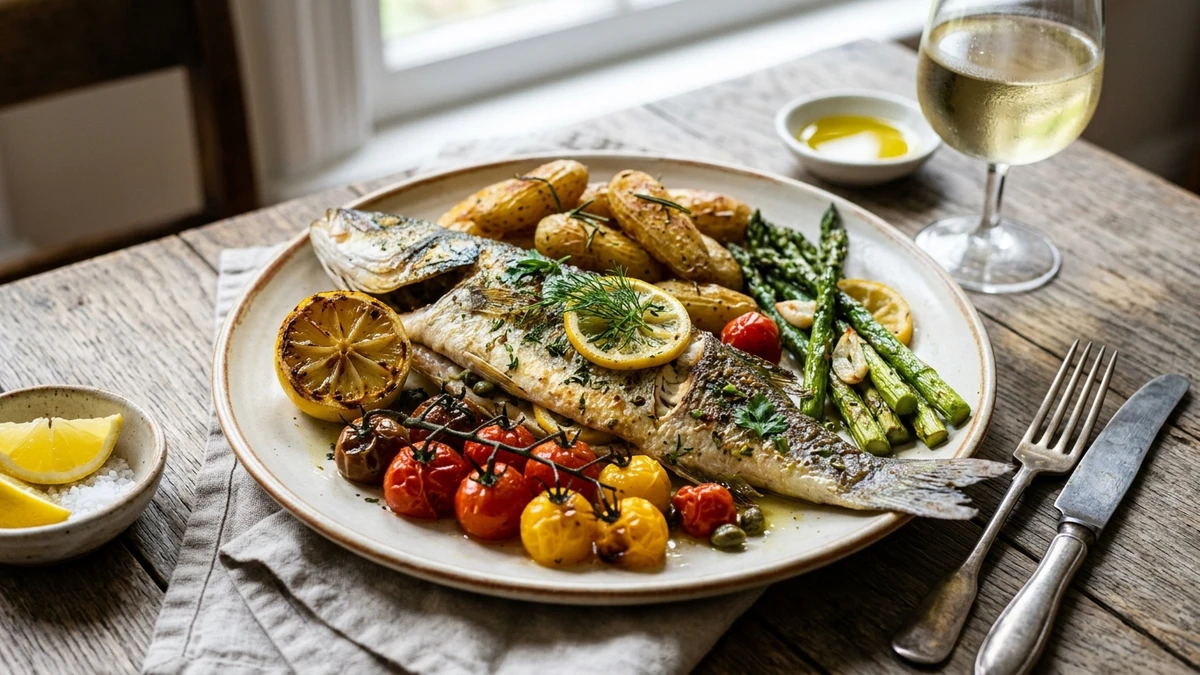 Oven Baked Sea Bass Recipe cooked to perfection - Yumaroma