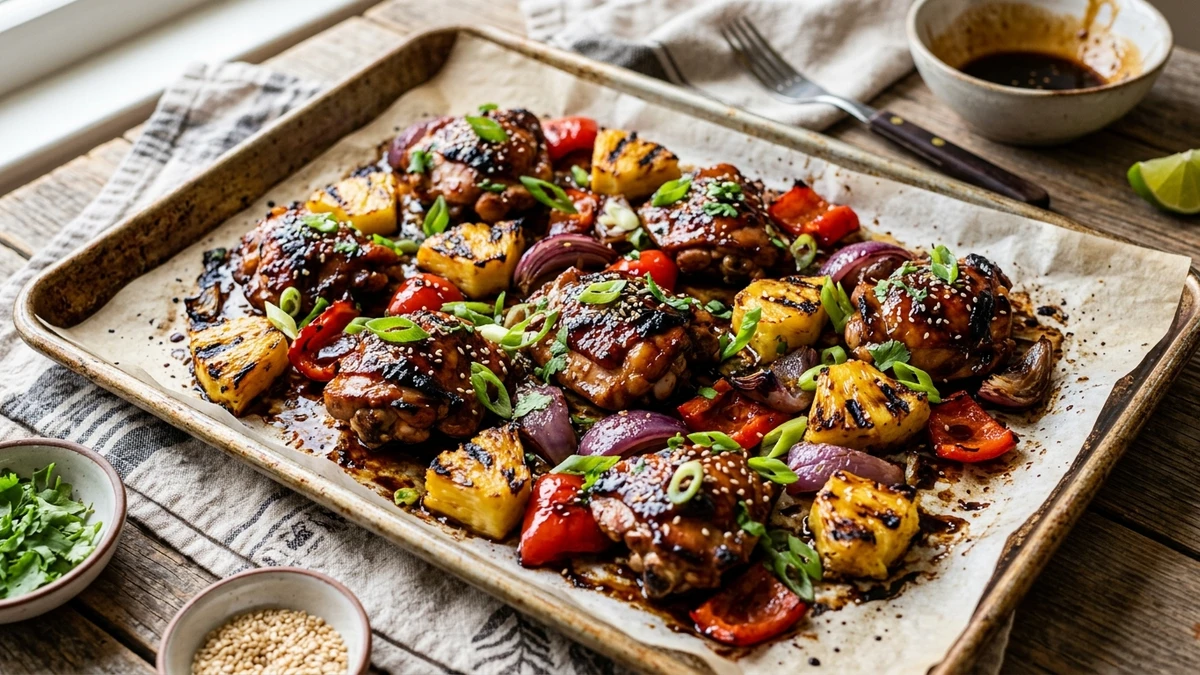 Sheet Pan Hawaiian Pineapple Teriyaki Chicken Recipe (30-Minute) cooked to perfection - Yumaroma