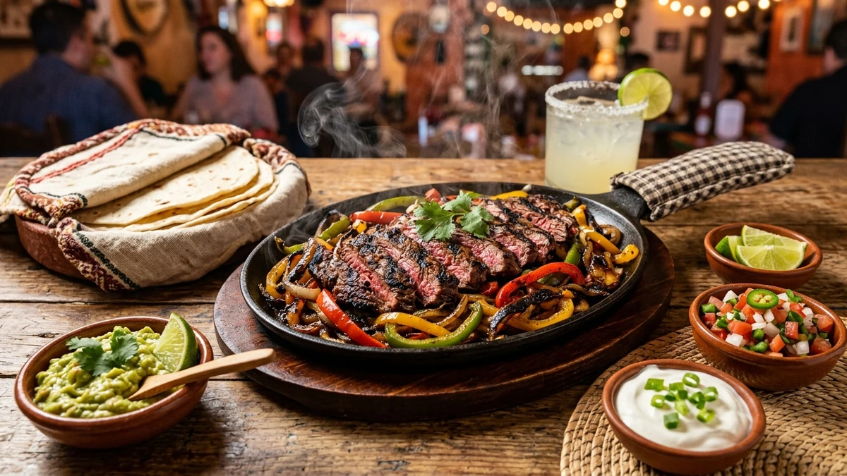 Sizzling Skirt Steak Grilled Beef Fajitas Recipe (Restaurant Style) cooked to perfection - Yumaroma
