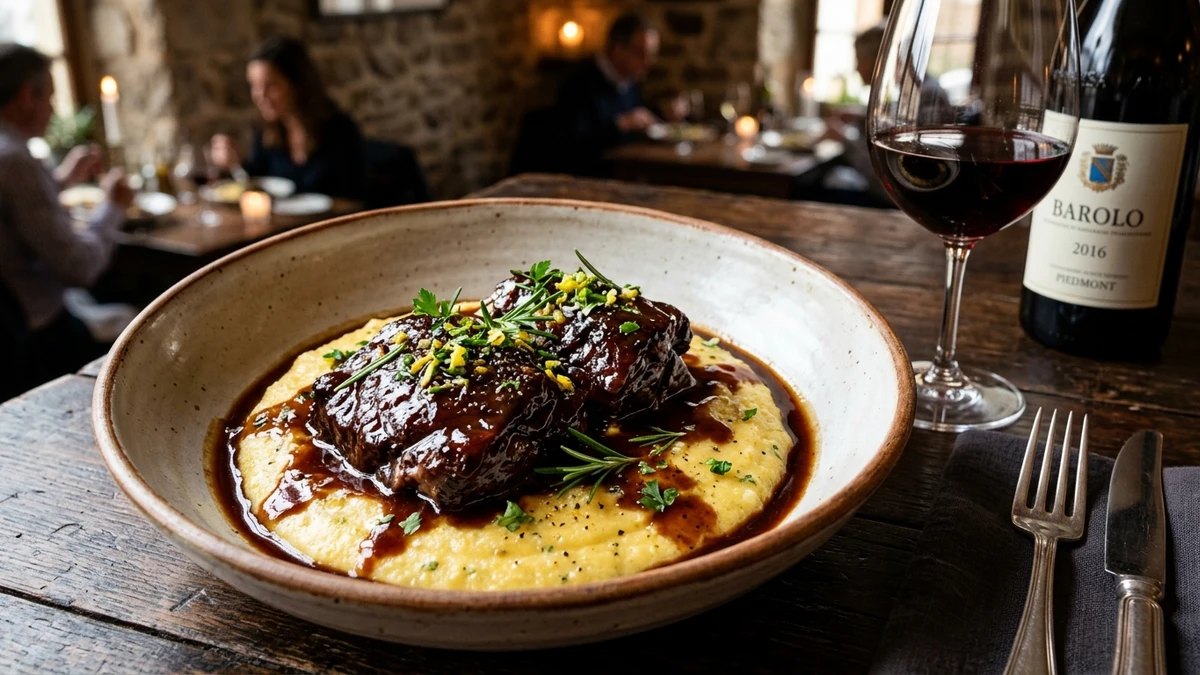 Slow-Braised Red Wine Beef Cheeks over Polenta Recipe cooked to perfection - Yumaroma