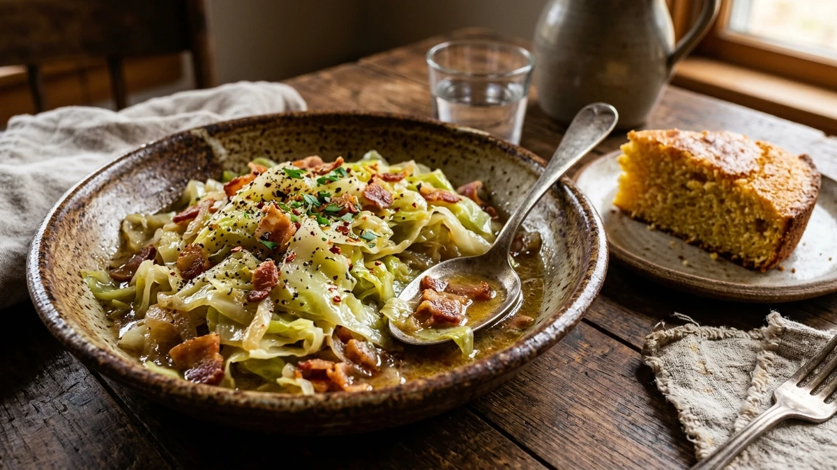 Easy Slow Cooker Cabbage Recipes (Tender Buttered Cabbage & Bacon) cooked to perfection - Yumaroma