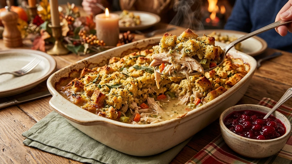 Slow Cooker Chicken & Stuffing Casserole Recipe cooked to perfection - Yumaroma