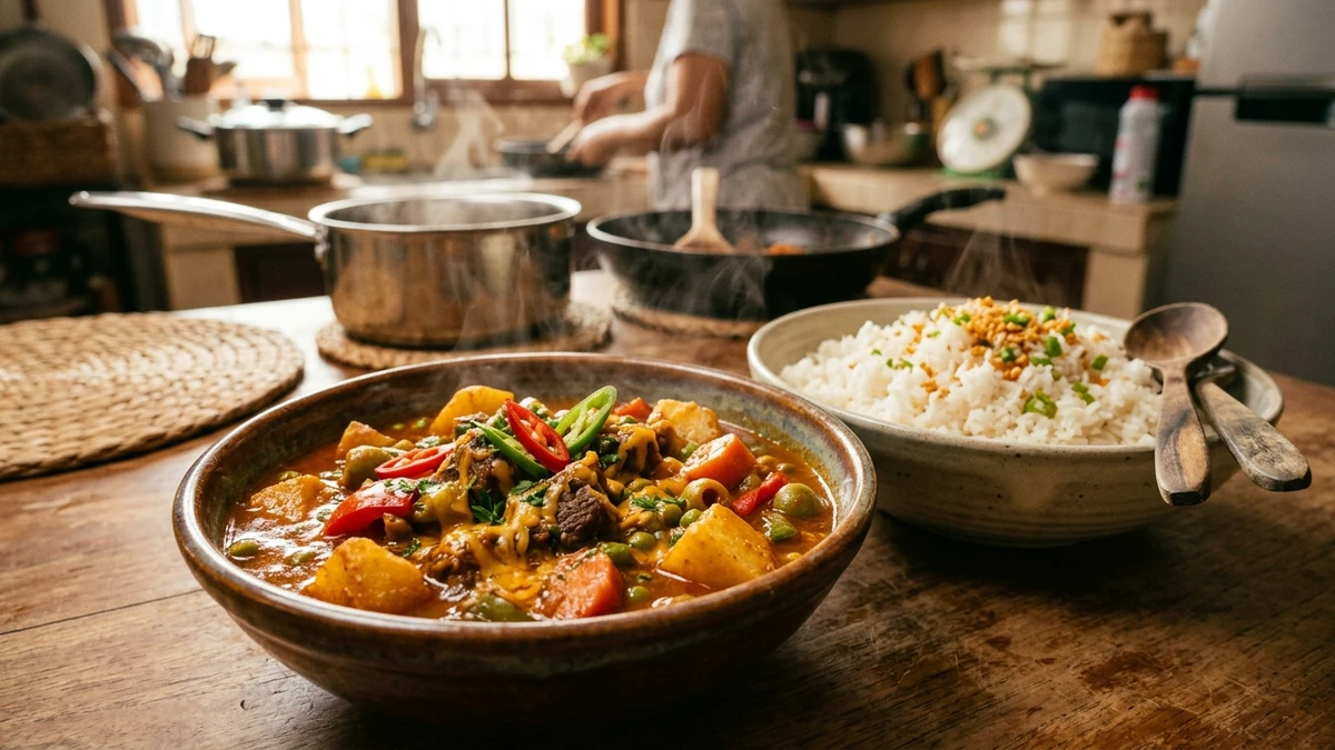 Slow Cooker Filipino Beef Caldereta Stew Recipe cooked to perfection - Yumaroma