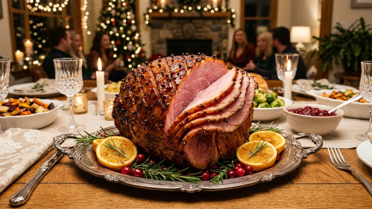 Twice-Smoked Bourbon Brown Sugar Glazed Ham Recipe cooked to perfection - Yumaroma