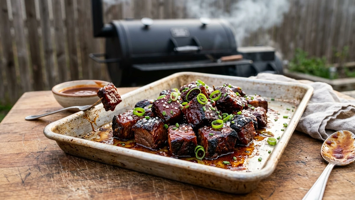 Smoky Poor Man's Chuck Roast Burnt Ends Recipe (BBQ Candy) cooked to perfection - Yumaroma