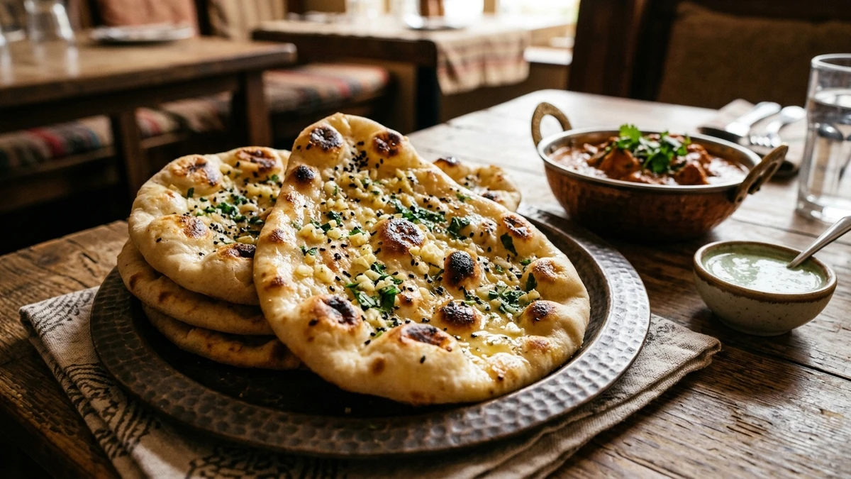 Soft Fluffy Gluten-Free Garlic Naan Flatbread Recipe cooked to perfection - Yumaroma