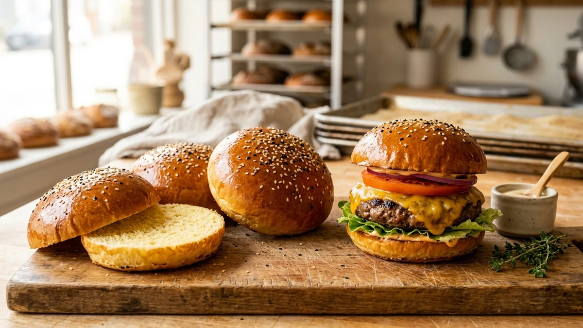 Fluffy Sourdough Hamburger Buns Recipe (Brioche Style) cooked to perfection - Yumaroma