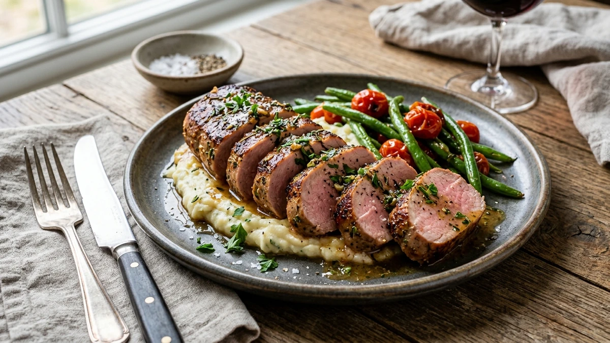 Ultra-Juicy Sous Vide Garlic Herb Pork Tenderloin Recipe cooked to perfection - Yumaroma