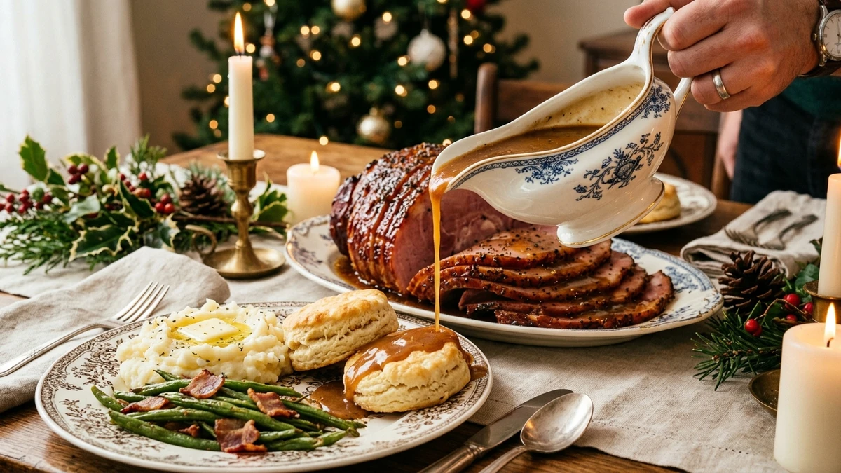 Southern Brown Sugar Ham Dripping Gravy Recipe (10-Minute) cooked to perfection - Yumaroma