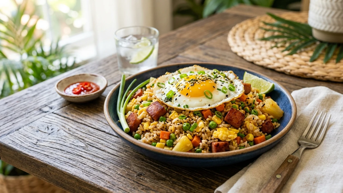 Hawaiian Spam Fried Rice Recipe cooked to perfection - Yumaroma