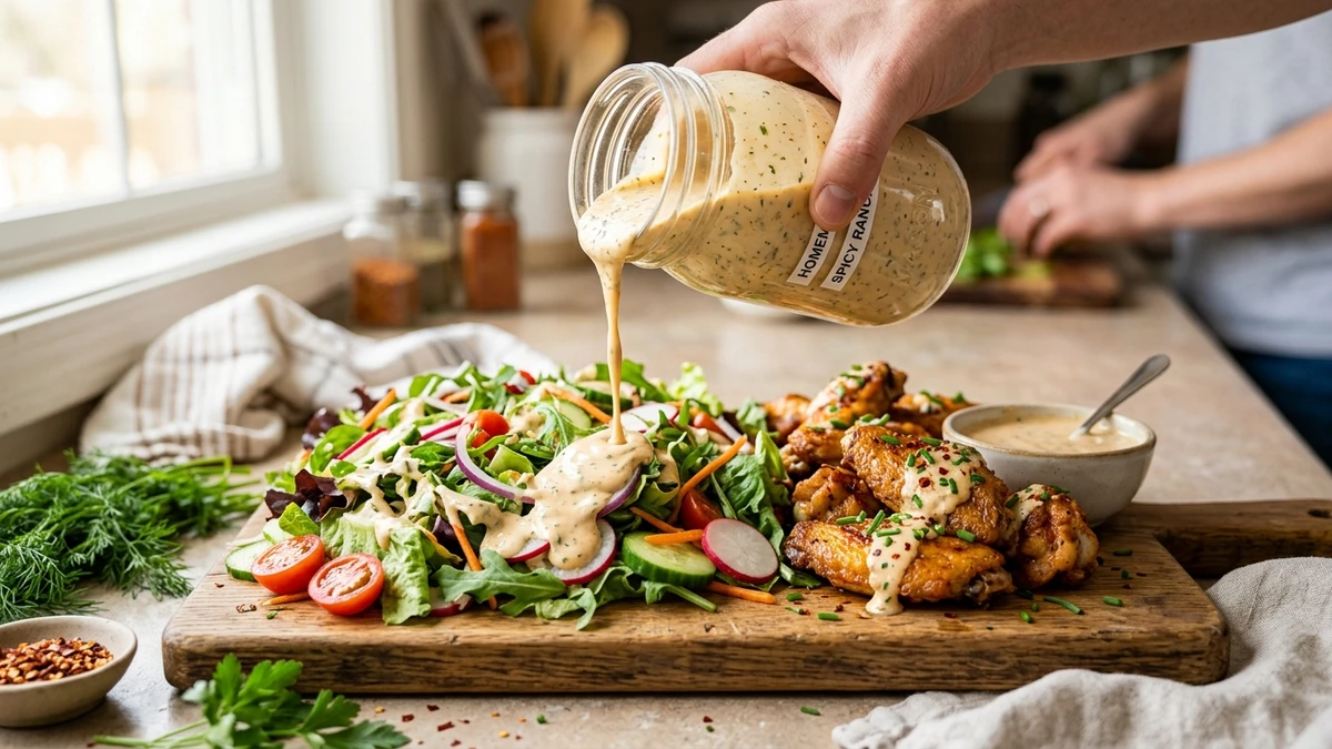 Creamy Sriracha Jalapeño Spicy Ranch Dressing Recipe cooked to perfection - Yumaroma