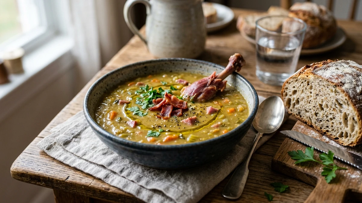 Hearty Split Pea Soup with Ham Bone Recipe cooked to perfection - Yumaroma