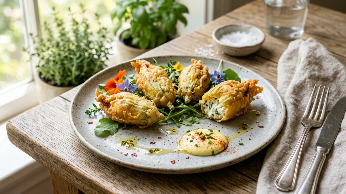 Stuffed Fried Squash Blossoms Recipe cooked to perfection - Yumaroma