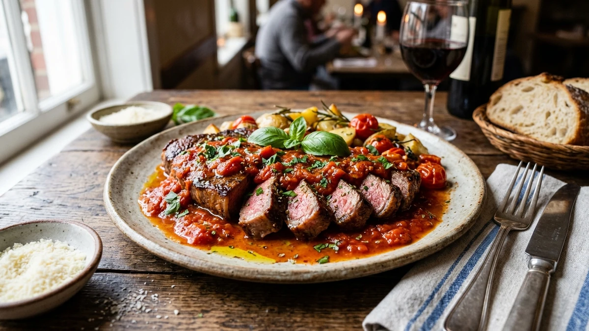Authentic Italian Steak alla Pizzaiola Recipe cooked to perfection - Yumaroma