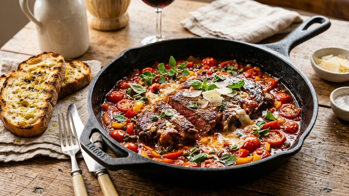 Classic Italian Steak Pizzaiola in Garlic Tomato Sauce cooked to perfection - Yumaroma