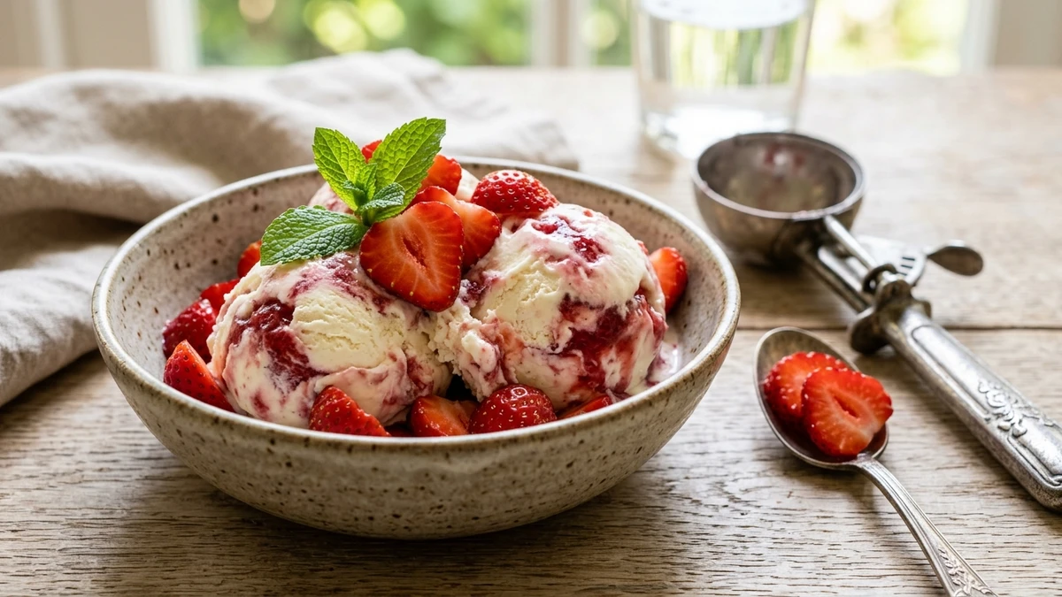 Homemade Strawberries and Cream Ice Cream Recipe (No-Churn) - YumaRoma Recipe