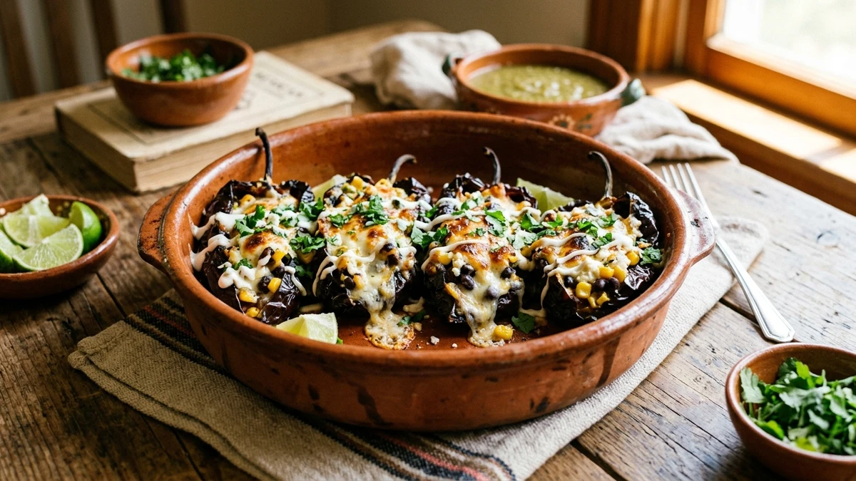 Cheesy Stuffed Ancho Chiles (Ancho Rellenos) cooked to perfection - Yumaroma