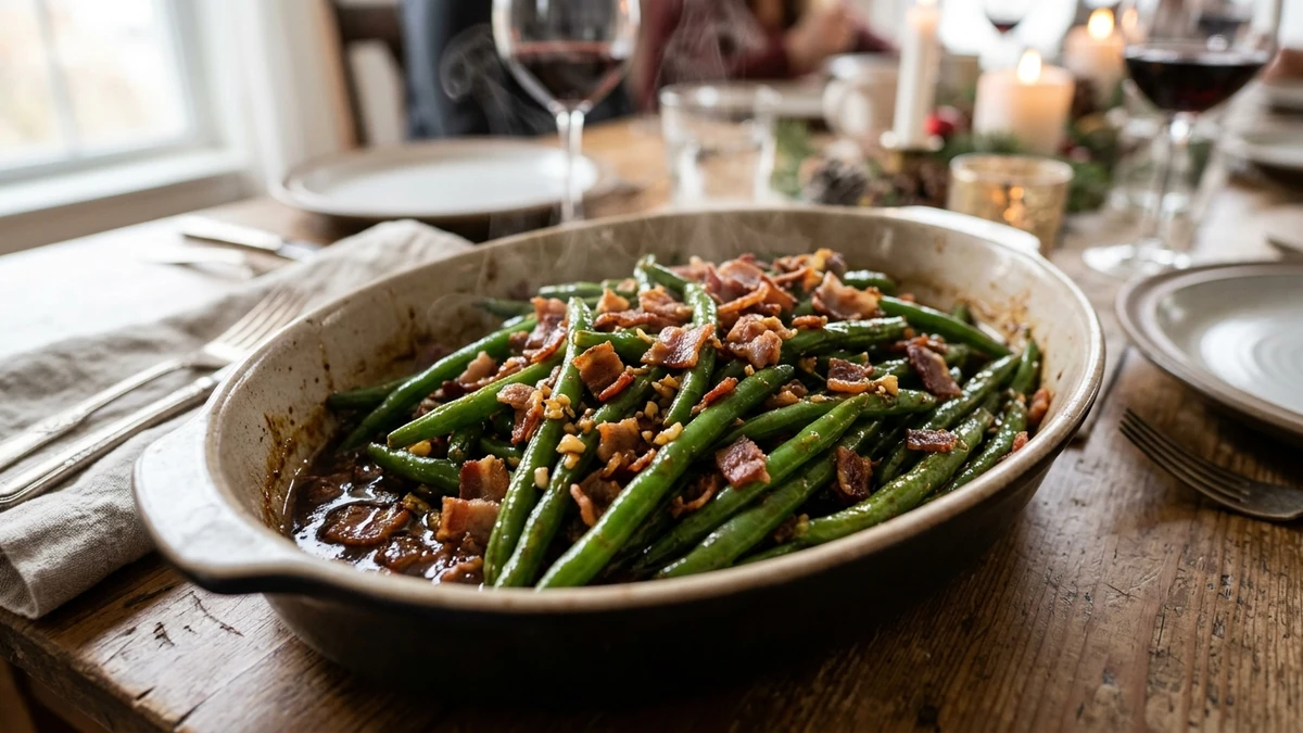 Sweet & Savory Brown Sugar Bacon Crack Green Beans Recipe cooked to perfection - Yumaroma
