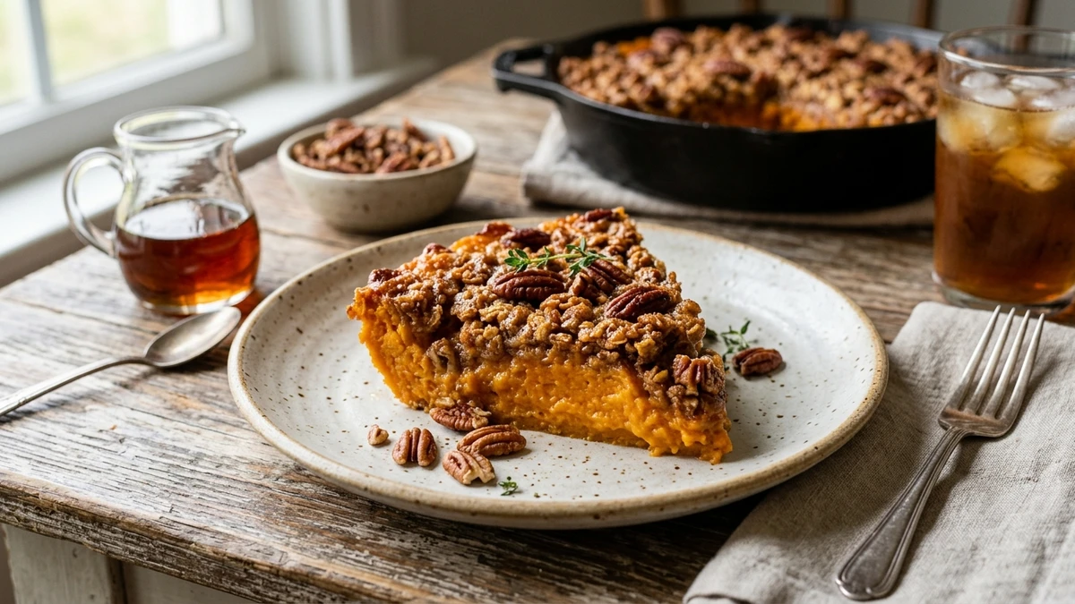 Southern Sweet Potato Crunch Casserole Recipe cooked to perfection - Yumaroma