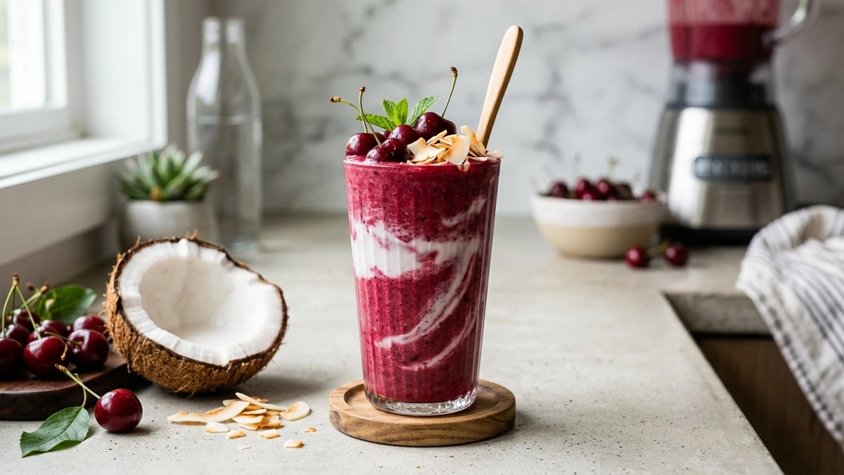 Tart Cherry & Coconut Post-Workout Recovery Shake Recipe cooked to perfection - Yumaroma