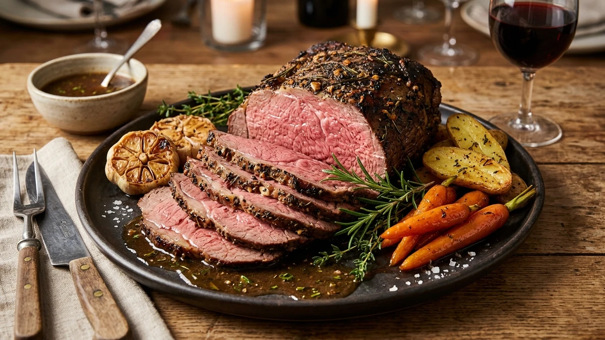 Tender Slow-Roasted Garlic Herb Beef Rump Roast Recipe cooked to perfection - Yumaroma