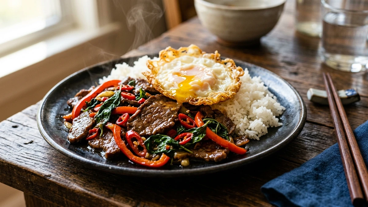 Thai Beef Basil Stir Fry cooked to perfection - Yumaroma