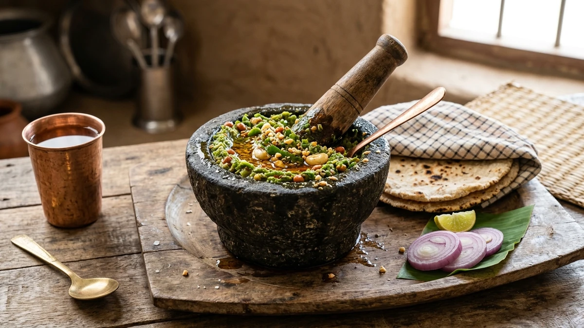 Authentic Maharashtrian Kolhapuri Mirchi Thecha Recipe cooked to perfection - Yumaroma