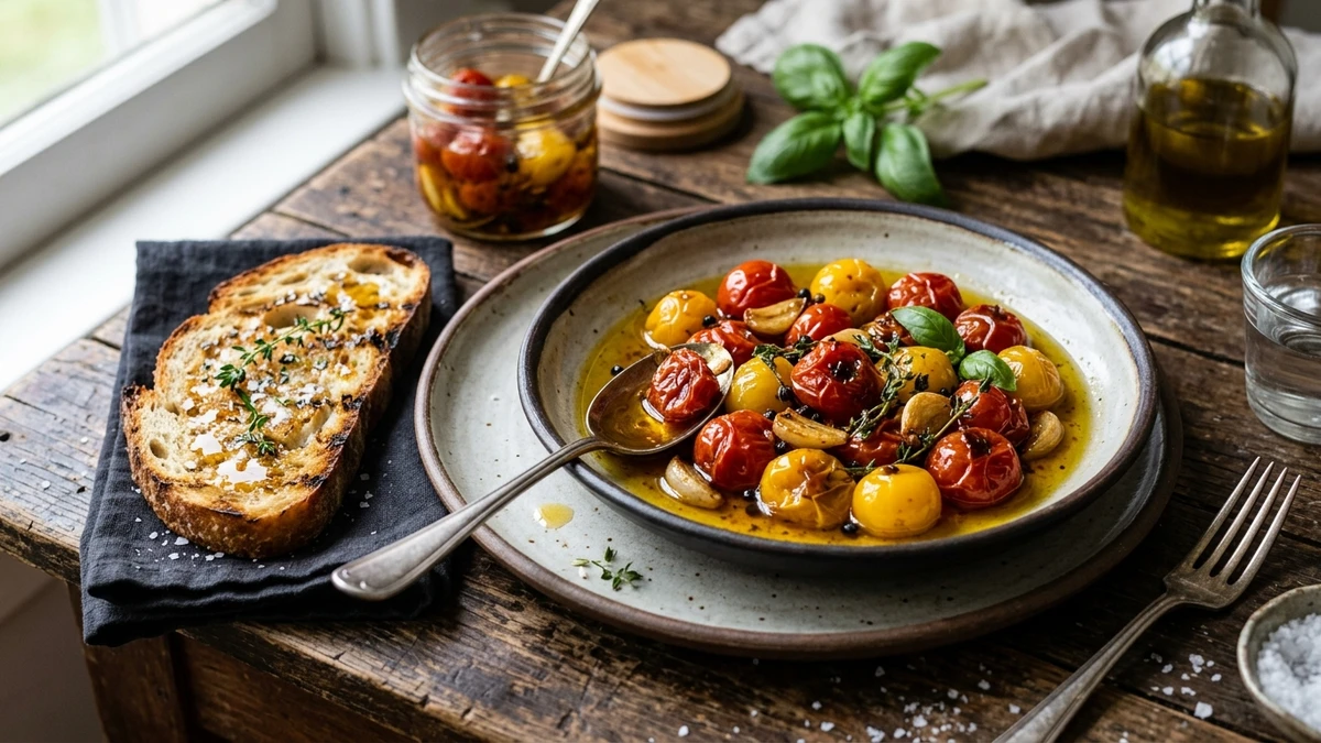 Garlic Tomato Confit Recipe cooked to perfection - Yumaroma