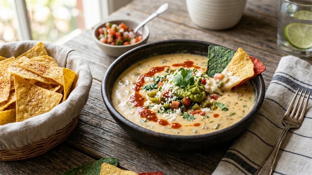 Copycat Torchy's Green Chile Queso Dip Recipe cooked to perfection - Yumaroma