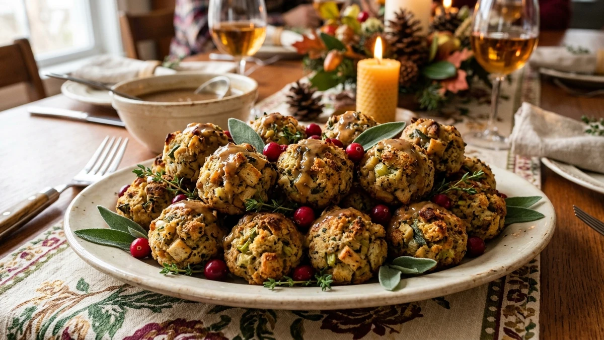Crispy 1940s Vintage Sage Bread Stuffing Balls Recipe cooked to perfection - Yumaroma