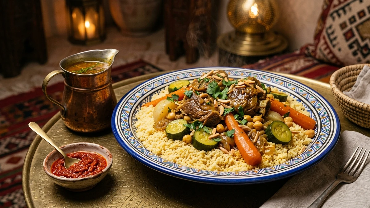 Traditional French-North African Lamb & Zucchini Couscous Recipe cooked to perfection - Yumaroma