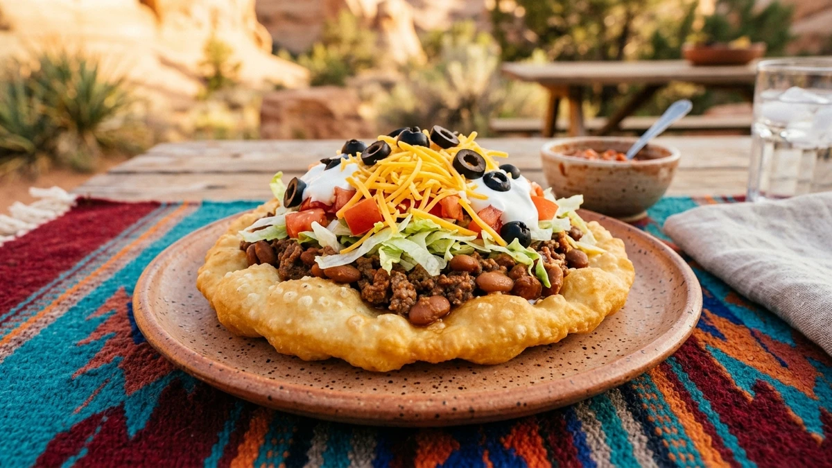 Traditional Native American Frybread Tacos Recipe (Navajo Tacos) cooked to perfection - Yumaroma
