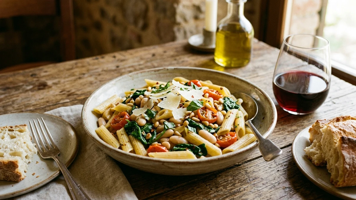Tuscan White Bean & Spinach Pasta Toss Recipe (20-Minute) cooked to perfection - Yumaroma