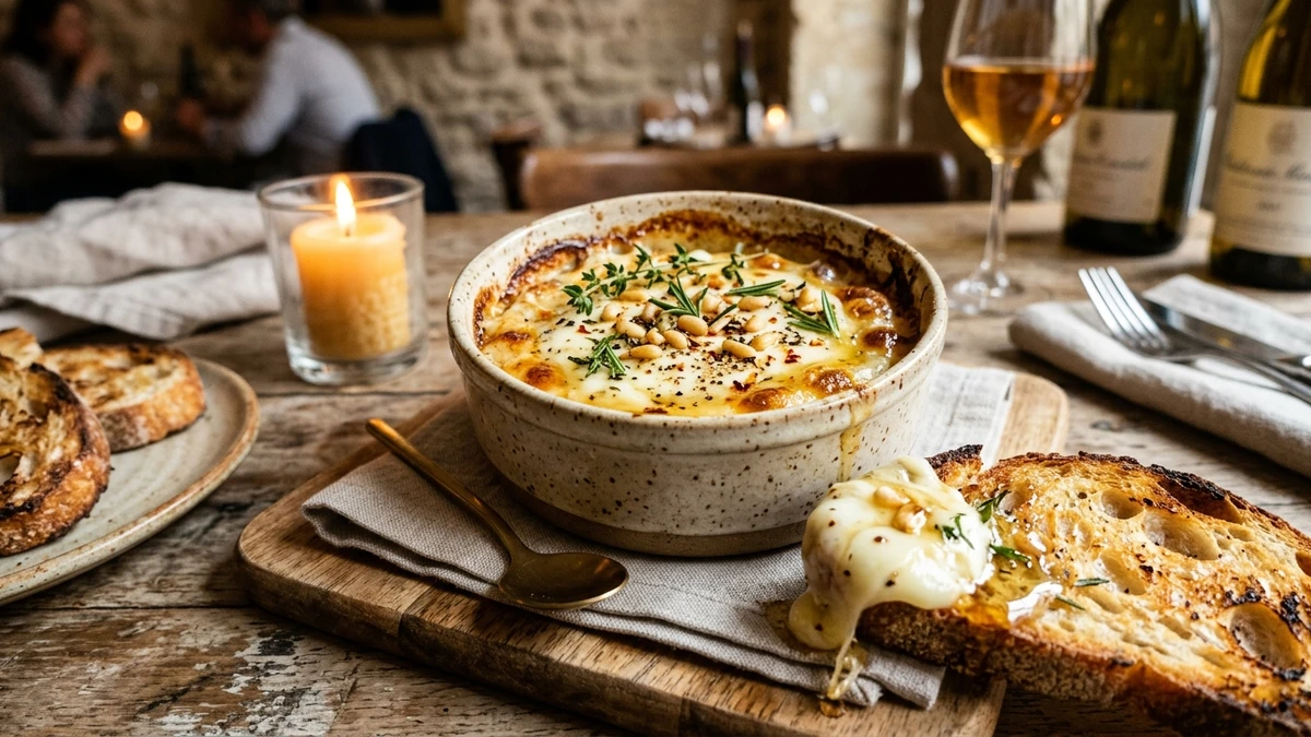 Warm Honey & Herb Baked Goat Cheese Dip Recipe cooked to perfection - Yumaroma