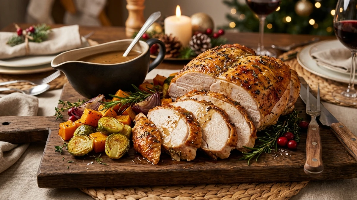 Juicy Oven-Roasted Wild Turkey Breast Recipe (Herb Butter) cooked to perfection - Yumaroma
