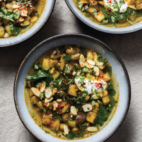 Roasted Eggplant & Kale Soup