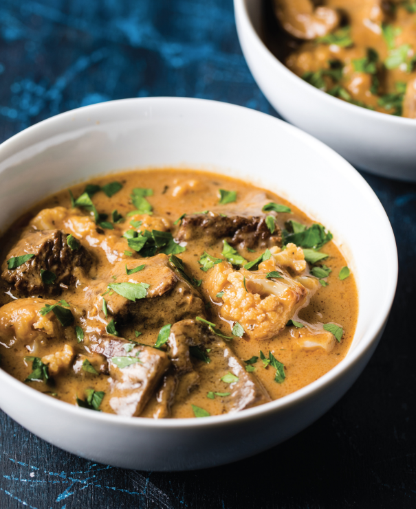 Beef Stew With Cauliflower And Mushrooms