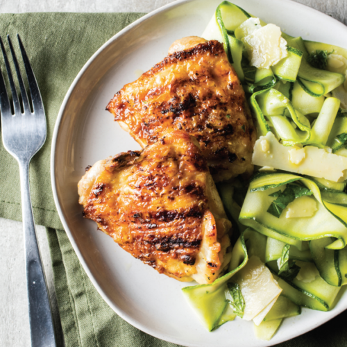 Grilled Chicken Thighs With Zucchini Salad