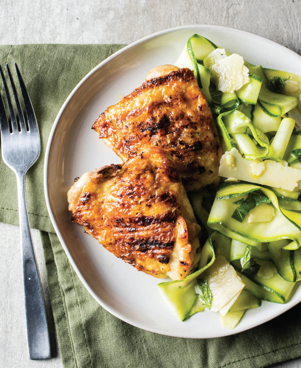 Grilled Chicken Thighs With Zucchini Salad