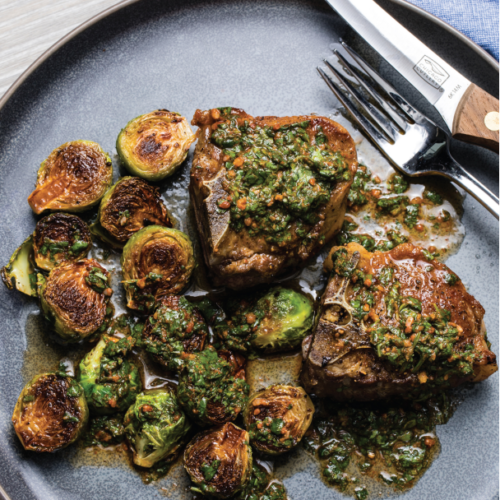 Pan-Roasted Lamb With Chops Brussels Sprouts