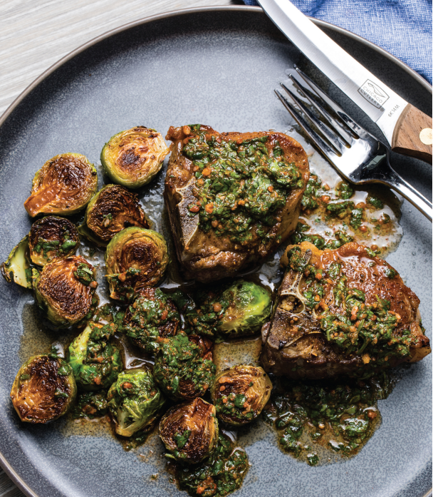 Pan-Roasted Lamb With Chops Brussels Sprouts