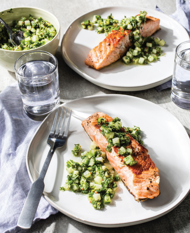 Pan-Seared Salmon With Cucumber-Ginger Relish