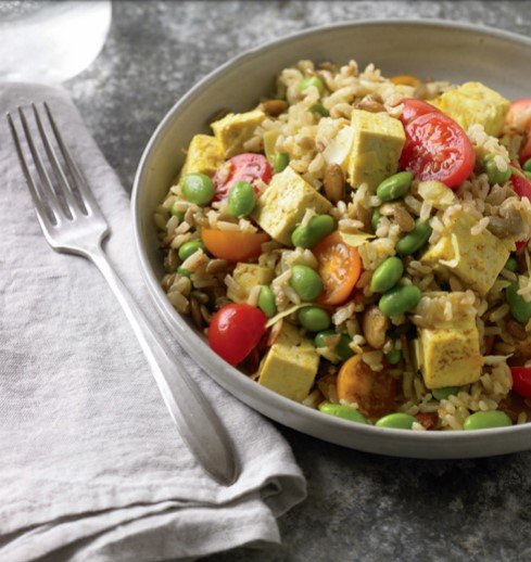 Brown Rice Salad With Curried Tofu